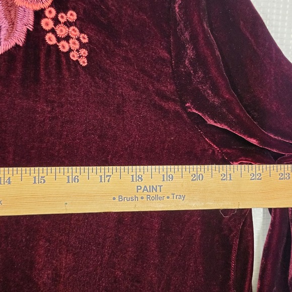 JOHNNY WAS Marcella Velvet Duster Silk Blend Embroidered S Wine - Picture 9 of 10